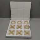 NIKKY HOME 12x12 Inch Tic Tac Toe Wood Game Board Classic Coffee Table Decor Modern Wooden Travel Game for Family, White & Gold