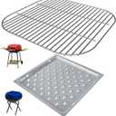 Grill Parts for Aussie Charcoal Grill Parts Americana Grill Replacement Parts Walk-A-Bout, Sizzler, Swinger & Traveler,1PC 1025.8.001 Charcoal Grate &1PC 1040.8.001 Ash Pan for Americana 3000-4000 SER