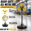 20-Inch High Velocity Pedestal Fan, 5000 CFM Heavy Duty Oscillating Metal Standing Fan with Rolling Casters, 3-Speed Commercial Industrial Fan for Warehouse, Garage & Patio (UL Listed)
