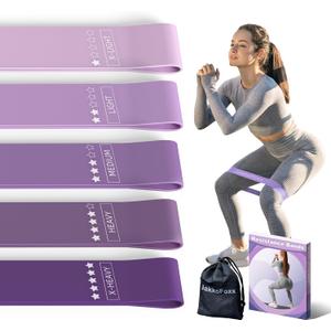 Resistance Loop Exercise Bands, Resistance Bands Exercise Bands for Home Fitness, Stretching, Strength Training, Physical Therapy,Elastic Workout Bands for Women Men Kids, Set of 5 (Purples)