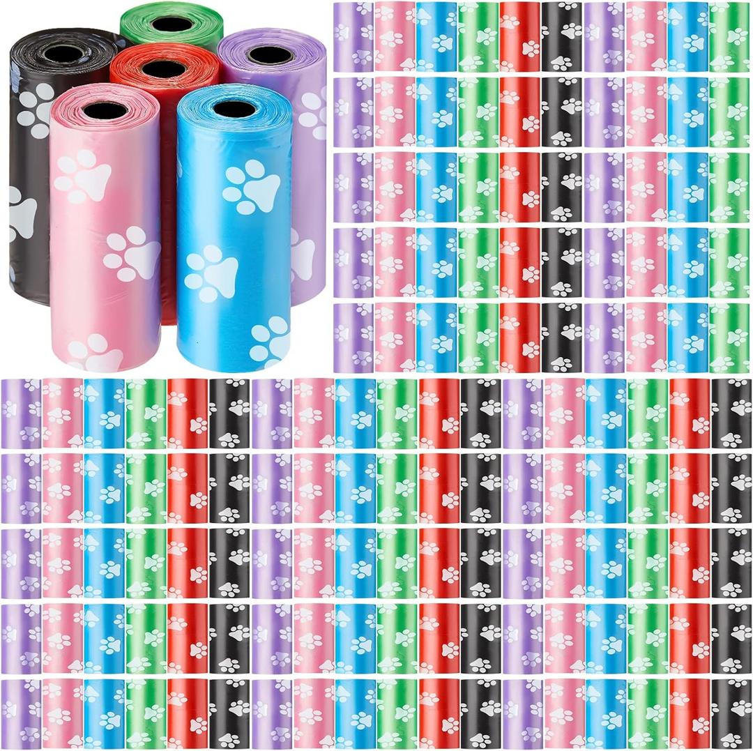 3000 Counts 200 Rolls Dog Poop Bag, Dog Waste Bags, Plastic Dog Bags for Poop Disposable Doggie Poop Bags for Dogs Waste for Puppy Pets Outdoor Walking and Travel, Mixed Colors, 8.7 x 11.8 Inches
