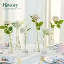 Hewory Glass Bud Vases for Centerpieces Set of 18, Handmade Modern Clear Small Skinny Decorative Single Flower Vase, Minimalist Slim Floral Vase for Home Wedding Party Events Table Decor, 7.87"