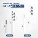 Pool Pole, 16FT Telescopic Pool Cleaning Pole, Professional Aluminum Swimming Pool Poles, 1-1/4" Universal Connector for Skimmer Net, Brush & Vacuum Head