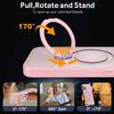 IYH Magnetic Case for iPhone 15 Pro 6.1 inches, 360 Rotatable Ring Stand, MagSafe Compatible, Military-Grade Shockproof, Translucent Design Skin-Feel TPU Frame(Pink)