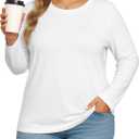 L-6XL Womens Plus Size Tops Long Sleeve Crew Neck T Shirts Anti-Wrinkle Soft Lightweight Oversized Basic Tunics