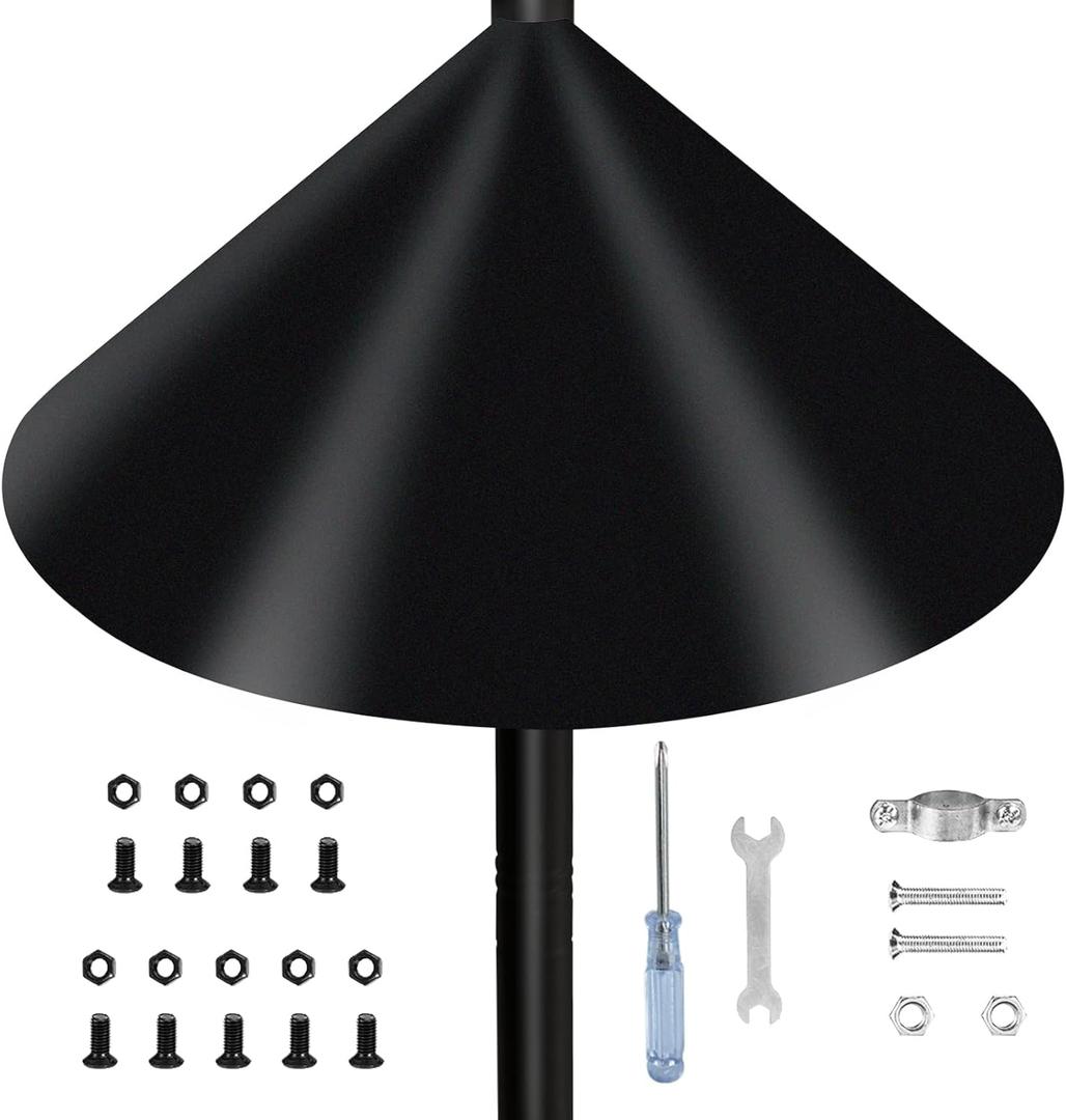 Wider Squirrel Baffle for Bird Feeder Pole, Raccoons Rodents Guard Stopper for Outside Shepherd Hooks, Easy Assembly Baffle for Bird Feeding Pole (19Inch 1 Pack Black) Wider Squirrel Baffle for Bird Feeder Pole, Raccoons Rodents Guard Stopper for Outside Shepherd Hooks, Easy Assembly Baffle for Bird Feeding Pole (19Inch 1 Pack Black)