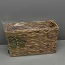 Yesland Hand-Woven Narrow Water Hyacinth Holder Wicker Basket, 15.5 x 5.5 x 9.75 Inch Decorative Magazine Storage Basket Bin for Home, Office, Desk