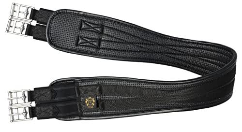 T TEKE Contoured Chafeless Girth for Horses, Airflow Waffle PVC Foam Construction with Double Side Heavy Duty Cotton Elastic and Stainless Steel Buckles (40")