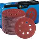 S SATC 72 PCS 5 Inch 8 Hole Hook and Loop Adhesive Sanding Discs Sandpaper for Random Orbital Sander 40 60 80 120 180 240 320 Grits