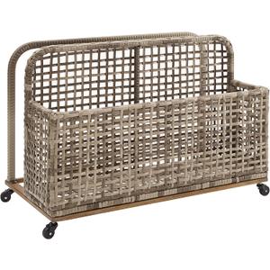 Crosley Furniture Ridley Wicker Outdoor Storage Pool Caddy for Floats, Patio Furniture Cushions, Distressed Gray/Brown