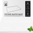 Diatomite Stone Bath Mat, Premium Non-Slip Natural Diatomaceous Earth Bathtub Fast Drying Mats for Bathroom Floor (23.6" x 15.4" White)