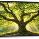 Large Tree of Life Framed Wall Art,Oversized Green Tree Forest Wall Decor,Natural Landscape Pictures for Living Room,Canvas Print Painting Modern Artwork Bedroom Office Bathroom 60L x30W