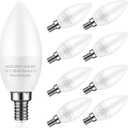 8 Pack E12 Ceiling Fan Light Bulbs, 60W Equivalent, Daylight White 5000K, Small Base LED Candelabra Bulb for Chandelier, Type B LED Bulbs, 120V, Not Dimmable
