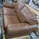 Signature Design by Ashley Carianna Classic Leather Match Loveseat with Nailhead Trim, Dark Brown, 74"W x 40"D x 40"H