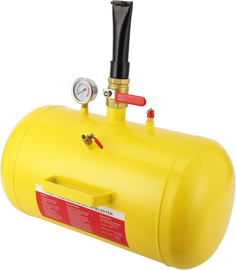 10 Gallon Tire Bead Seater Air Tank with Gauge, Heavy Duty Bead Blaster Tire Inflator for Car, Truck, ATV, Tractor, RV  Portable Air Bead Seater Tank for Fast Tire Inflation