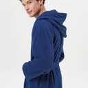 SIORO Mens Hooded Terry Cloth Robe, Big and Tall Bathrobe, Full Length Cotton & Absorbent Robe for Spa, Shower & Sleepwear (Blue, L)