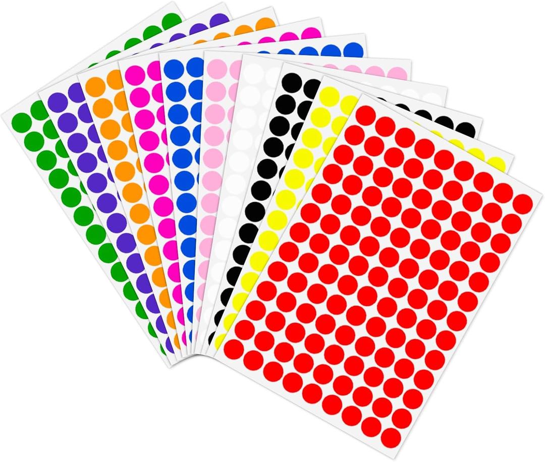 4 x 2340 PCS Colored Dot Stickers 1/2" Color Round Circle Stickers Colored Coding Labels (Multicolored)