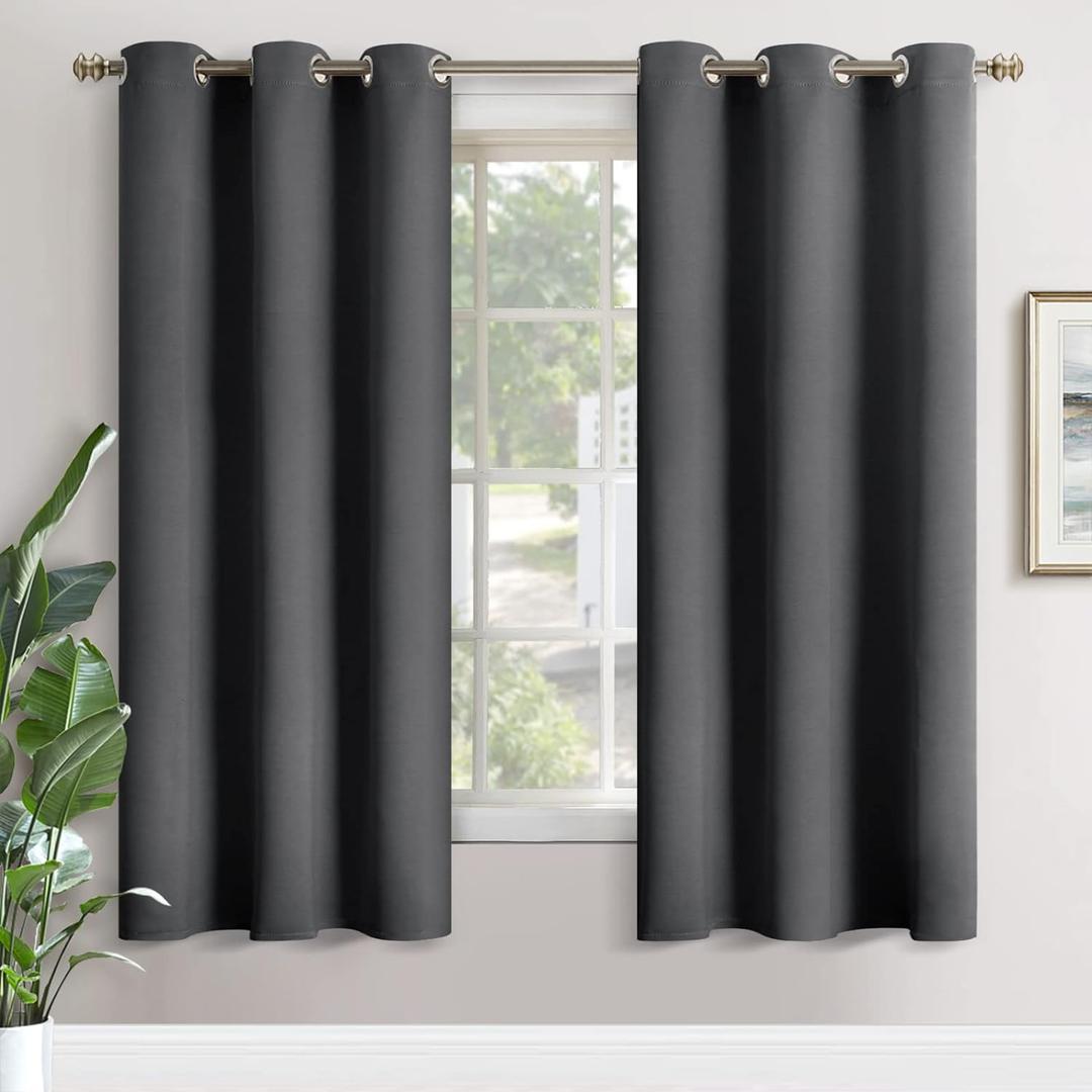 YoungsTex Dark Grey Blackout Curtains 72 Inches Long for Bedroom - Room Darkening Drapes with Grommet for Living Room Dining Privacy Thermal Insulated, 2 Panels, 42 x 72 Inch