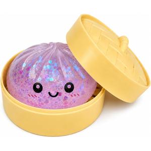 Purple Dumpling Squishies New Mystery Glitter Squishies Dumpling with Box Stress Relief Balls Sensory Toys Desk Squeeze Toys Gift