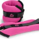 RBX Ankle and Wrist Weights for Women and Men - Velcro Straps, Made for Jogging, Walking, Resistance Training, and Physical Therapy (Set of 2) - Soft Touch Material (1lb (2lb Pair), Pink)
