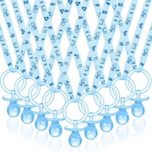 Coume 60 Pieces Baby Shower Pacifiers Necklace Acrylic Pacifiers Necklace Charm Party Favors for Girls Boys Baby Shower Party Decorations Table Scatter(Boy Style,Blue)