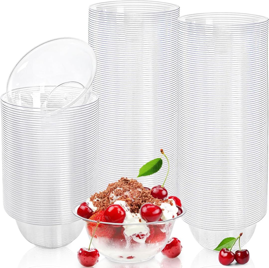 Tebery 200 Pack Clear Plastic Bowls, 6 OZ Disposable Small Hard Soup Bowls Salad Bowl, Dessert Size Party Bowls for Serving, Weddings, Catering, Parties, Ice Cream