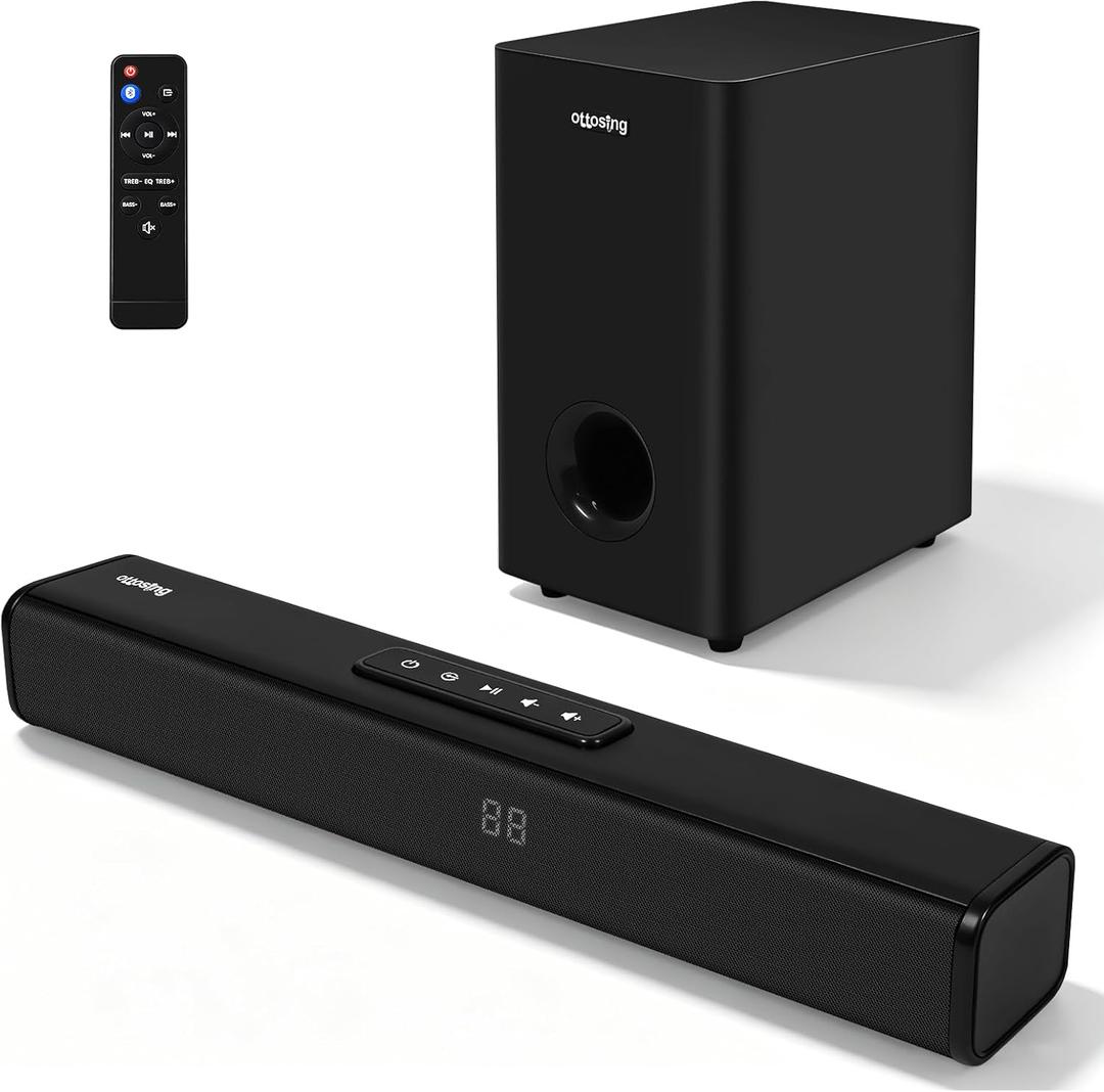 2.1 Channel Soundbar for TV, 30W Sound Bar with Subwoofer, HDMI ARC/Optical/Bluetooth Home Theater System for Smart TV, PC, Gaming
