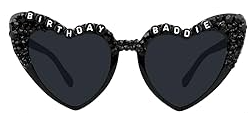 Heart Sunglasses BIRTHDAY BADDIE Glasses for Women Girls Sunglasses for Birthday Party Favors Black