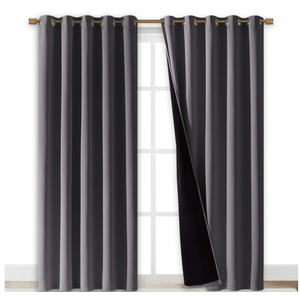 NICETOWN Grey Full Shade Curtain Panels, Pair of Energy Smart & Noise Blocking Out Blackout Drapes for Dining Room Window, Thermal Insulated Guest Room Lined Window Dressing(Gray, 70 x 84 inch)
