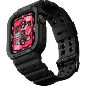 amBand E1 Sport Case Band for Apple Watch Ultra 3/2/1 & SE 3/2/1 & Series 11 10 9 8 7 6 5 4 3 49mm 46mm 45mm 44mm 42mm 41mm 40mm 38mm, Shockproof & Scratch Resistant Rugged Bumper for Men Women (Black)