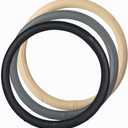Microfiber Leather Steering Wheel Cover with Classic Embossing, Anti-Slip Breathable Auto Car Wheel Protector, Fit 15 Inch (Beige)