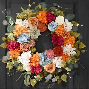 2 Pcs Fall Wreaths for Front Door, 26 Inch Fall Door Wreath