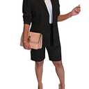 Famnbro Womens 2 Piece Blazer Outfits Lapels Open Front Suit Jacket and Bermuda Shorts Set Small