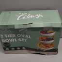 Seven Sparta 3 Tier Fruit Bowl for Kitchen Counter (PLUS Series) / Ceramic Serving Bowls with Bamboo Stand/Big Size Tiered Fruit Basket for Fruit Vegetable Storage, Dessert, Salad Buffet Server