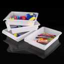 Yopay 15 Pack Plastic Art Tray for Classroom, White Craft Trays for Kids, Paper Organizer Bins, Activity Organizer Serving Tray for DIY Projects, Painting, Beads, Slime Sensory Toys