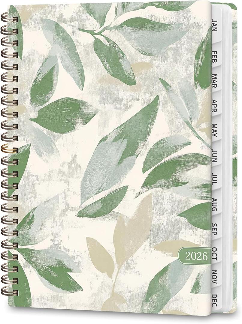 2026 Planner, Weekly and Monthly Calendar Planner Agenda, Jan 2026 - Dec 2026, Planning Academic Book, Office Desk Accessories and School Supplies - A5 (6.3'' x 8.5'') (Leaf)