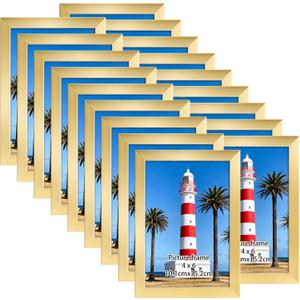Giftgarden 4x6 Picture Frame Set of 18, Lightweight 4 by 6 Frames Bulk for Gallery Wall Photo Hanging and Tabletop Display, Gold