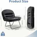 DUMOS PU Leather Foldable Chairs for Bedroom, Comfy Saucer Chair, Dorm & Gaming, Foldable Fashion Floor Chair with Back Support for Small Spaces,Black