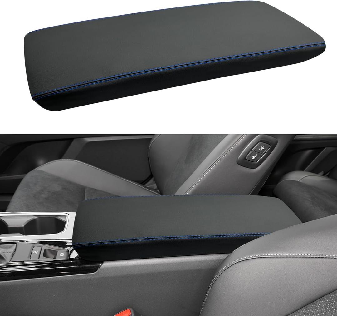 Armrest Lid Accessories for Toyota Camry 2025 2026, Center Console Cover, Arm Rest Box Protective Cover, Armrest Lid Leather Cover, Custom Armrest Interior, Middle Console Cover (Blue Stitches)