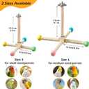 Large Bird Stand Perch Toy for Cage, Interactive Spinning Toys, Wooden Exercise Wheel Quaker Toy, Enrichment Bird Cage Accessories Perch Toys for Medium-Sized Birds Cockatiel Ring-Necked Caique (L)
