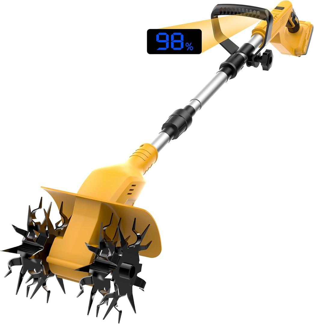 Cordless Tiller Cultivator Compatible with Dewalt 20V Battery(No Battery) 360RPM Electric Garden Tiller, 9 in Tilling Width & 6.6In Depth, Portable Tiller for Lawn/Gardening/Soil Cultivation