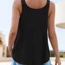 ZESICA Women's Summer Eyelet Tank Tops Loose Trendy Scoop Neck Sleeveless Flowy Beach Vacation Shirts (Black, L)