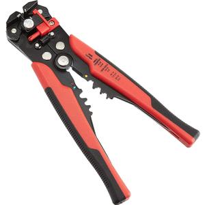 Amazon Basics Professional Self-Adjusting Wire Stripper and Crimping Tool, Strips 10-24 AWG, Black/Red