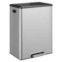 Garvee Dual Trash Can for Recycling and Trash, 2 x 30 L (60 L) Stainless Steel Kitchen Trash Can with Lid and Foot Pedal, Double Compartment Garbage Can, with Recycling Bin, 2 x 8 gal