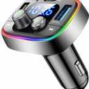 LIHAN USB C Bluetooth Car Adapter, AUX Wireless FM Radio Transmitter, Hands-Free Calling & Audio Receiver, MP3 Music Player, QC3.0 & Type-C PD Fast Charging,7 Colors LED Backlit, Support USB/TF Drive