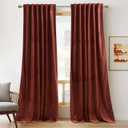 RYB Home Rust Red Velvet Curtains 96 inches Long, Thermal Insulated Panel for Bedroom Room Darkening Window Treatment for Holiday Backdrop Privacy Drapes for Guest Room, W52 x L96, 2 Panels
