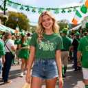 FRYAID Women St Patrick's Day Shirt Blessed Lucky Irish Shamrock Shirt Paddy's Day Graphic Short Sleeve Tees Tops (Green, XL)