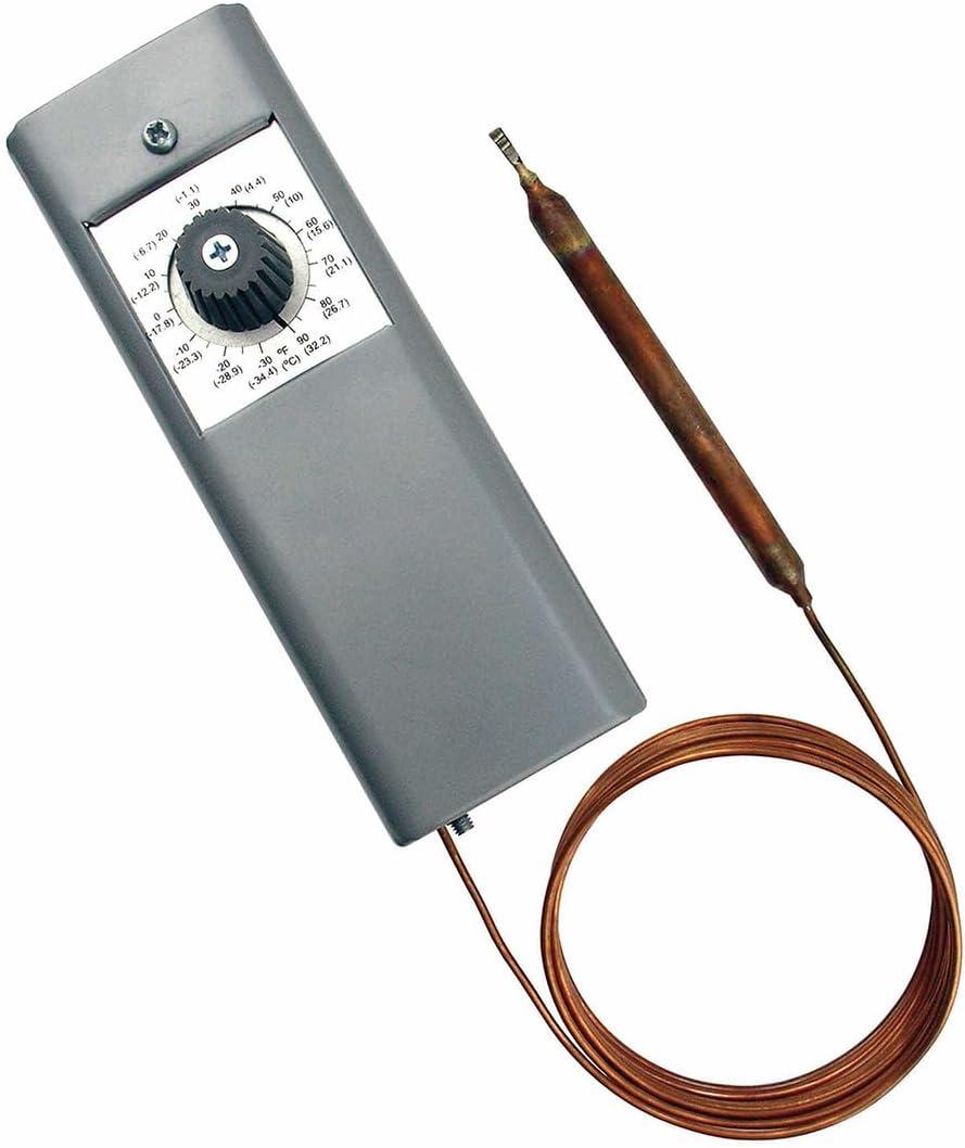 Long Term W1609-101 Refrigeratior Thermostat Temperature Controller from -30 Degrees F to 90 Degrees F (-34 Degrees C to 32 Degrees C), Capillary Length 5'