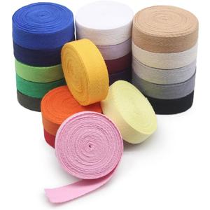 SEMINI 3/4'' Wide 21 Mixed Color 42 Yards Twill Cotton Ribbon Herringbone Bias Tape Natural Webbing Tape for Sewing Binding Gift Wrapping DIY Crafts Sewing Home Decoration (3/4inch(2cm))