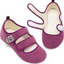 LeIsfIt Womens Slippers Adjustable Diabetic Slippers Wide Soft Arthritis Edema House Shoes Warm Fuzzy Slipper Socks with Rubber Sole (7-7.5, Darkpurple)